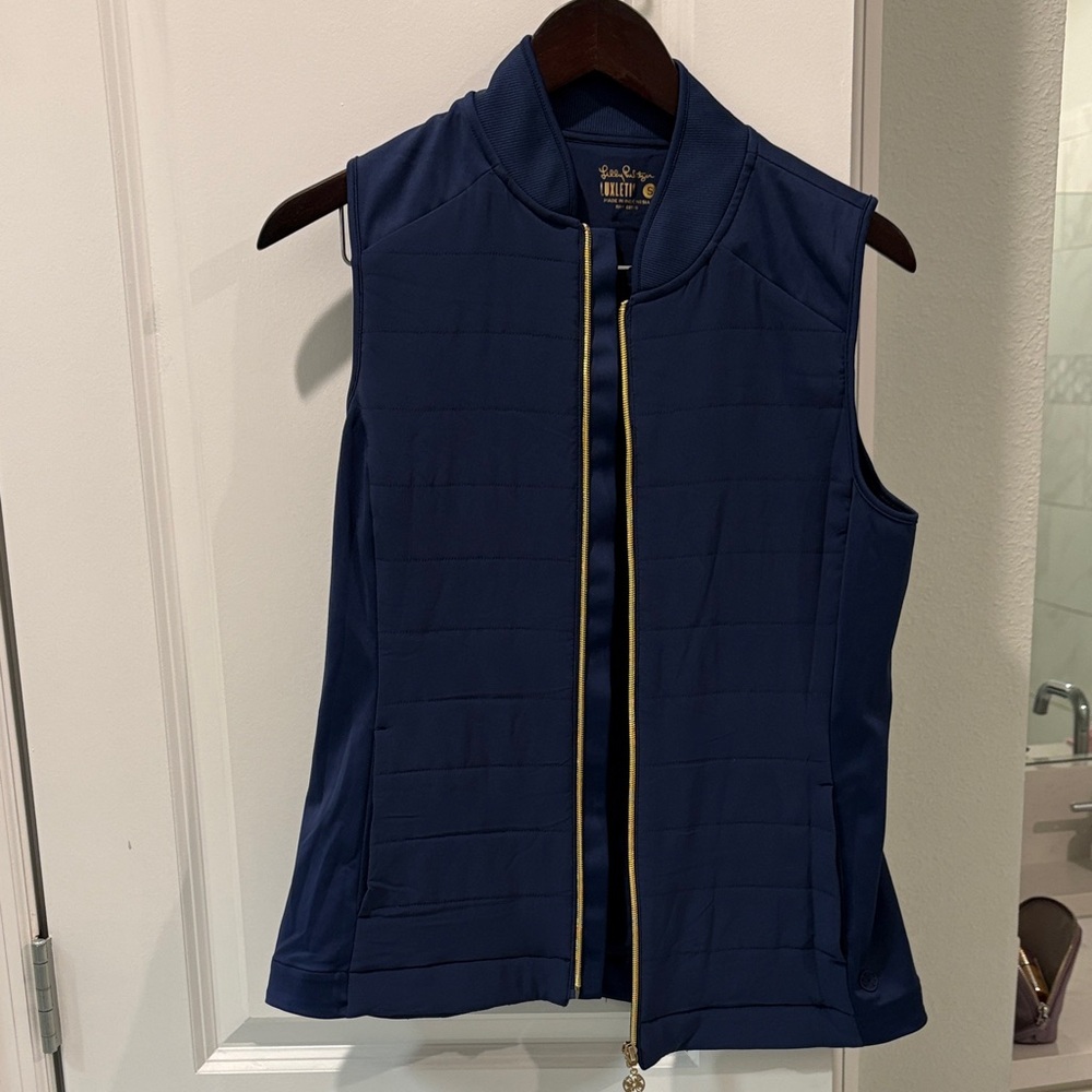 Lilly Pulitzer Navy Blue Vest with Gold Zipper